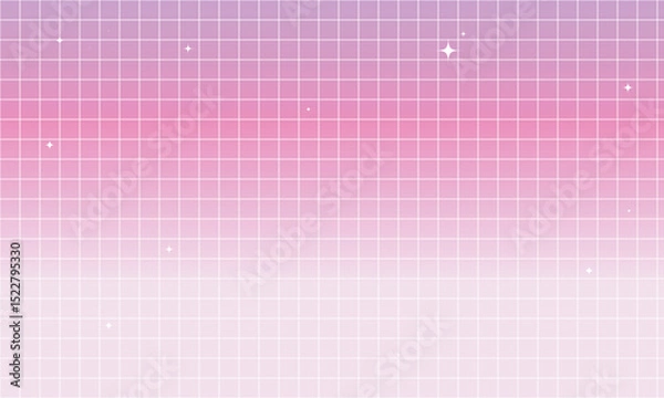 Fototapeta Cute Pink Gradient Checkered Background with sparkles