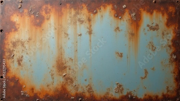 Fototapeta Rusty metal surface with peeling paint, vintage industrial background for creative projects.
