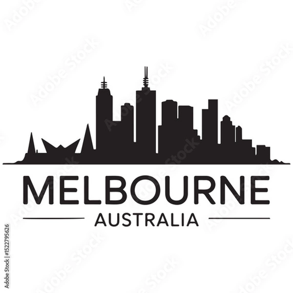 Obraz Melbourne skyline horizontal banner. Melbourne, Australia. Vector template for your design. Vector black silhouette. with white background