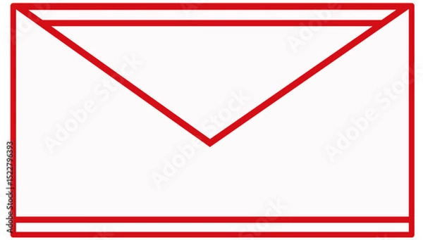 Fototapeta Vector Illustration of White Envelope with Red Border on Transparent Background. stationery design, email icons, postal themes, school projects, and official document visuals