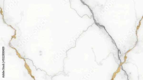 Fototapeta Elegant marble texture in white and gold veins, luxury style perfect for branding or interiors.