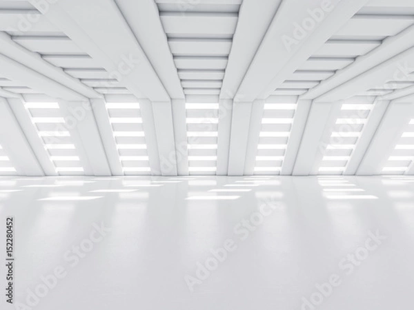Fototapeta Abstract modern architecture background, empty white open space interior. 3D rendering