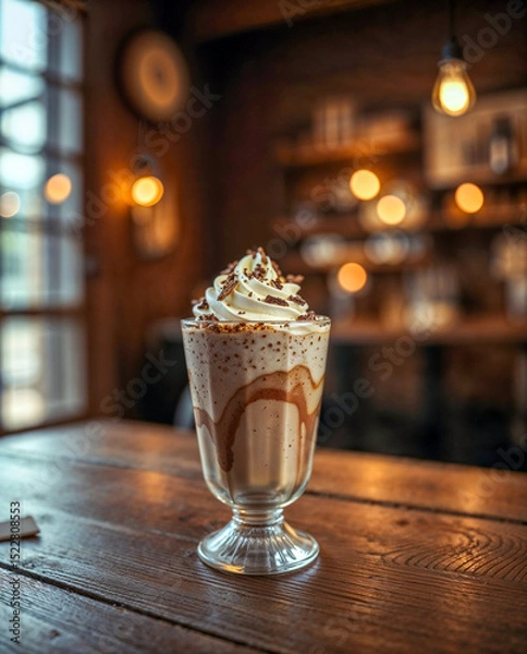 Obraz Vanilla Shake with Chocolate Drizzle
