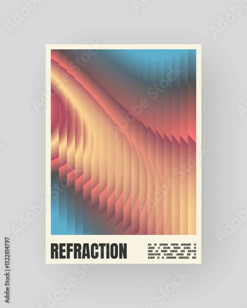 Obraz Retro-futuristic and abstract poster design. Geometric glass distortion, refraction and distortion color