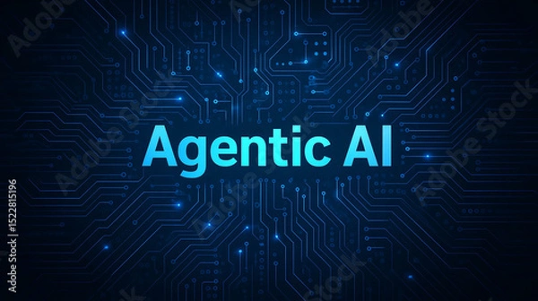 Fototapeta Agentic AI concept on futuristic circuit technology background concept autonomous artificial intelligence and advanced digital systems
