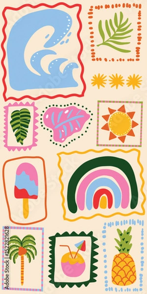 Fototapeta Vector illustration set with summer vibe