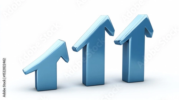 Obraz A blue background with arrows pointing upwards, representing stock market growth or business success in the financial industry graph show upward trends, symbolizing positive progress