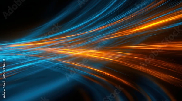 Fototapeta Dynamic energy flows illuminate the depths of space travel with stunning blue and orange rays