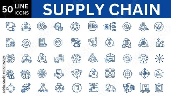 Fototapeta supply chain editable icon set. Editable stroke. Vector illustration.