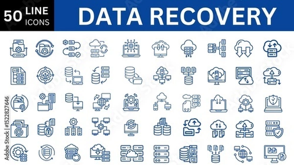 Fototapeta Data Recovery editable icon set. Editable stroke. Vector illustration.