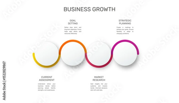 Fototapeta Modern and simple flat vector illustration. Infographic template with four circles, elements, sectors and percentages. Designed for business, presentations, web design, interface 4 step diagrams