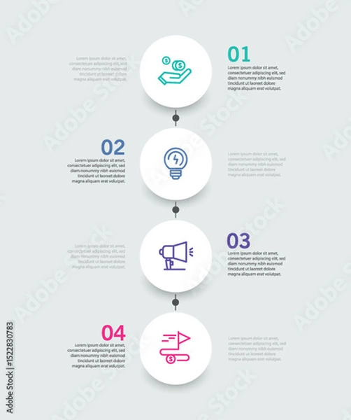 Obraz  Infographic design template with 4 options, steps or processes. Can be used for workflow layout, diagram, annual report, web design	
