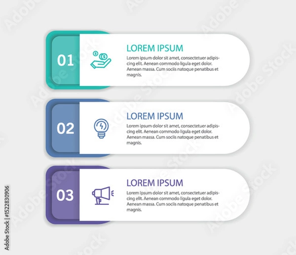Obraz Modern  infographic template with 3 options or steps	
