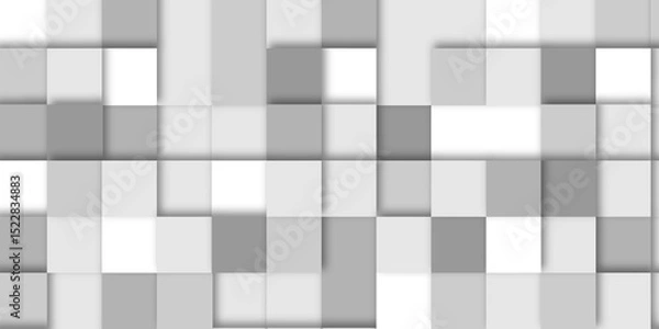 Fototapeta Abstract square mosaic.White ceramic tile background. 3d seamless cubes pattern. 
