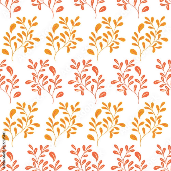 Obraz Seamless vector pattern with bright abstract flowers in folk art style on a white background. Perfect for textiles, wallpapers, wrapping paper, and vibrant surface design projects.