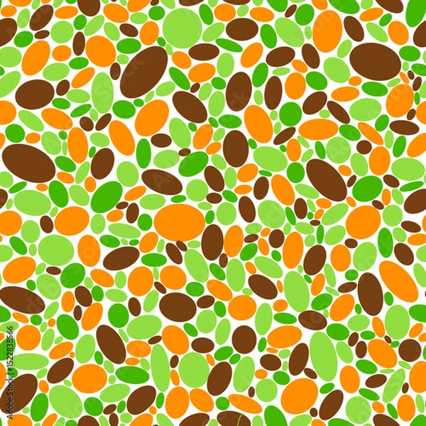 Fototapeta Bright simple geometric seamless pattern Multicolor ovals, rounded shapes on white background Autumn colors