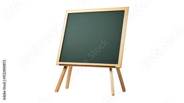 Obraz Green chalkboard on a wooden easel on a transparent background, PNG image, PNG file.