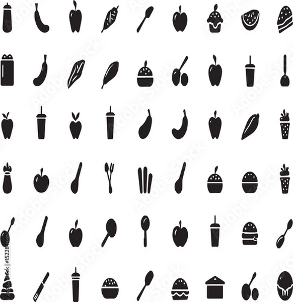 Fototapeta  Food and Drink Silhouette Icons – Black Vector Set for Menu and Infographic Design