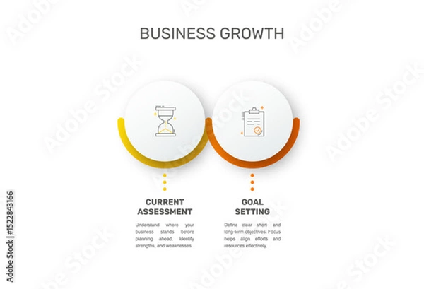 Fototapeta Vector template circle infographics. Business concept with 2 options and parts. Two steps for content, flowchart, timeline, levels