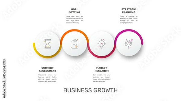 Fototapeta Modern and simple flat vector illustration. Infographic template with four circles, elements, sectors and percentages. Designed for business, presentations, web design, interface 4 step diagrams