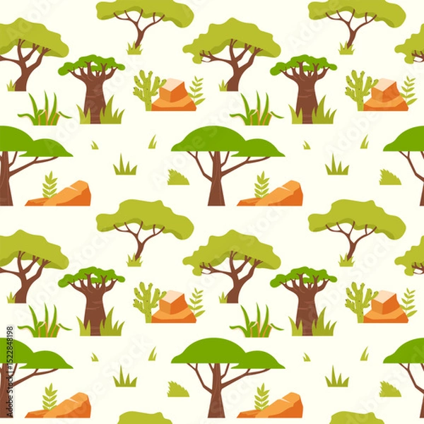 Obraz African landscape seamless pattern on light background