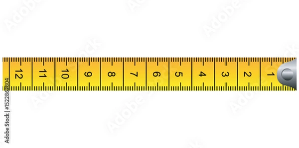 Fototapeta Horizontal Centimeters And Inches Measuring Tape Tool Vector Illustration.	