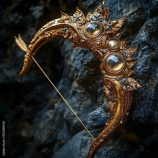 Fototapeta Ornate golden bow with a polished arrow High Resolution Picture