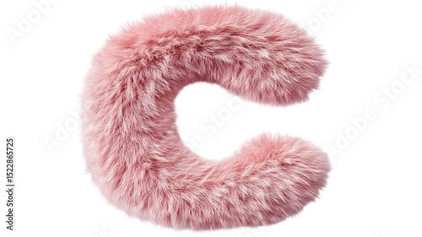 Fototapeta 3D Pink Fluffy Letter C for Decorative Typography Background