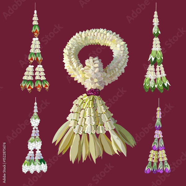 Obraz Traditional Thai jasmine Garlang with intricate floral design Symbolizing respect blessing, and cultural Heritage Artistry