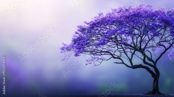 Obraz Majestic purple tree in a misty landscape (1)