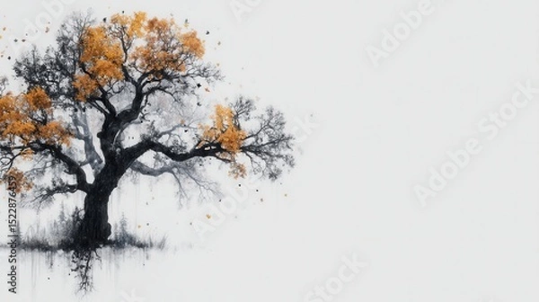 Obraz Majestic autumnal tree against a light background