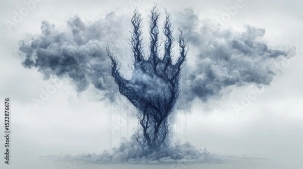 Obraz Hand-shaped cloud emerging from a misty base