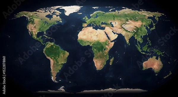 Fototapeta World Map View From Space