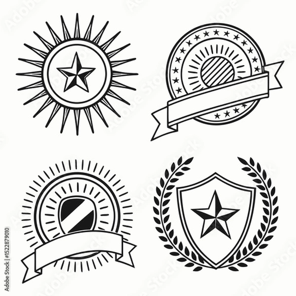 Fototapeta Elegant Emblem Set: A collection of beautifully crafted emblems, each radiating a sense of prestige and distinction with their unique designs.