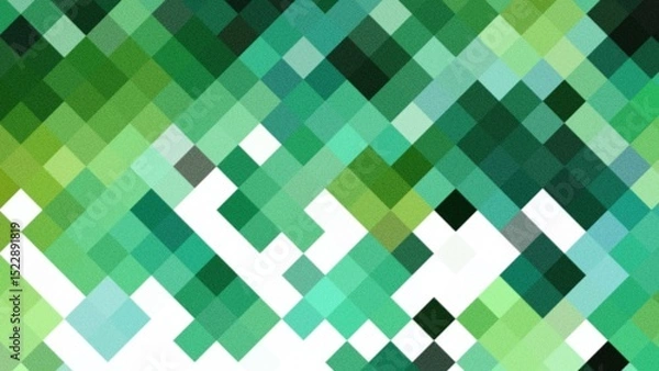 Fototapeta Green and white pixel gradient abstract background with rough texture