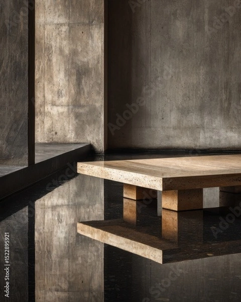 Obraz Modern minimalist architecture with reflective surfaces in contemporary interior design