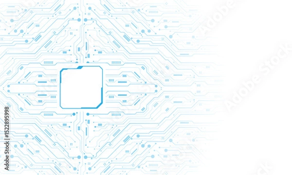 Obraz Abstract blue circuit board technology connected lines electronics elements computer motherboard chip processor semiconductor digital on white background vector