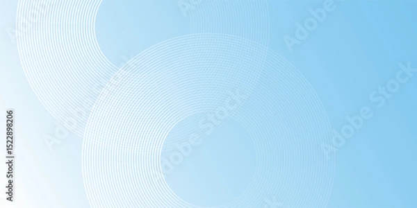 Fototapeta Miodern minimalist banner background, pastel colorful, blue and white gradations. Circle effect abstract