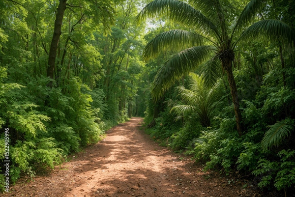 Fototapeta tropical forest jungle path generative ai