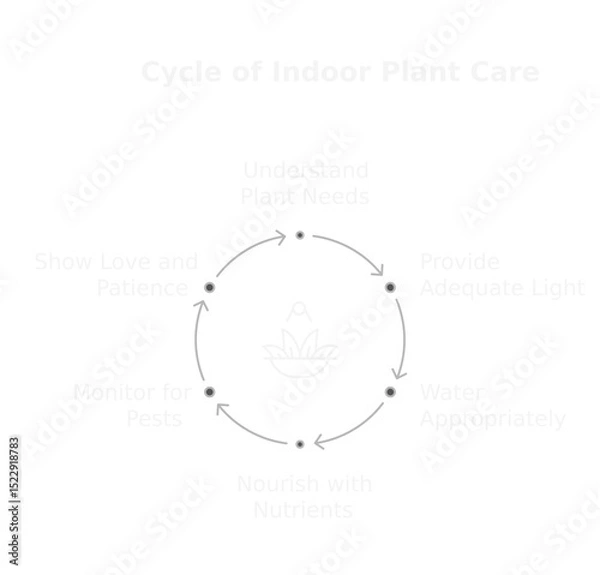 Fototapeta Cycle of Plant Care: The illustration showcases a circular diagram illustrating the different phases of a plant's care cycle