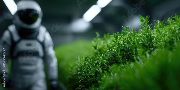 Obraz Astronaut in a Hydroponic Plant Lab