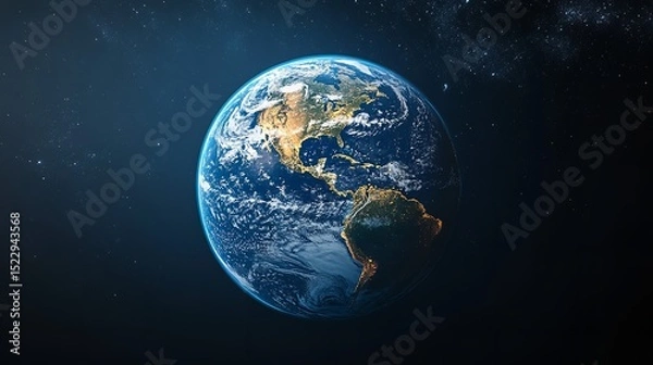 Fototapeta Witness our vibrant Earth glowing with cities as seen from space a fragile blue marble in the dark