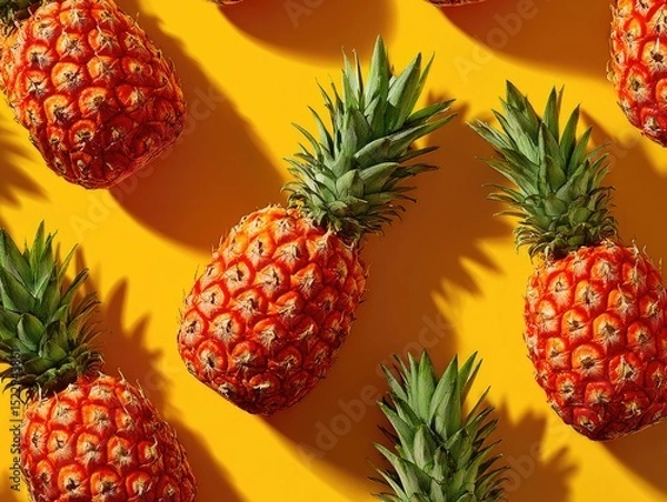 Obraz Pattern of Pineapples on Yellow Background