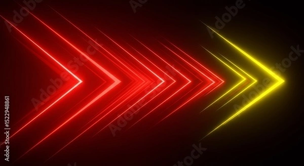 Fototapeta Speed Arrow Neon Light Design - Futuristic, dynamic, glowing arrows symbolize speed, technology, energy, movement, and gaming