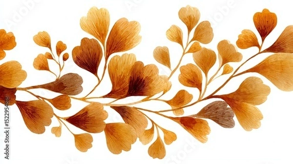Fototapeta Intricate botanical design with leaves in warm tones.