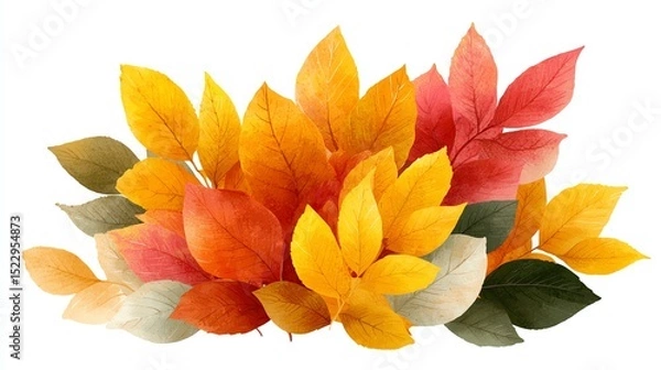 Fototapeta Colorful autumn leaves arranged in a decorative pattern.