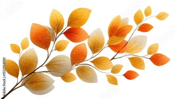 Fototapeta Colorful autumn leaves on a branch with intricate details.