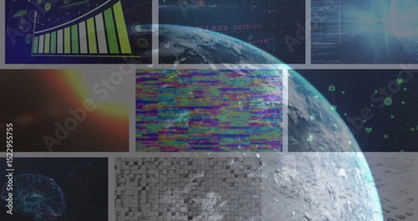 Fototapeta Image of globe over different images