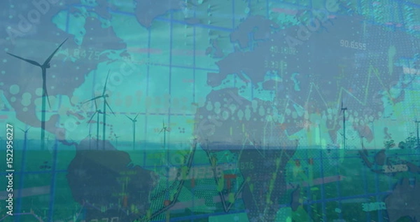 Obraz Image of data processing over wind turbines