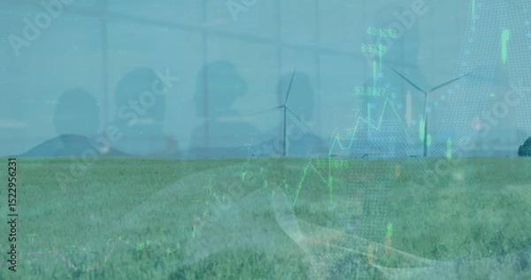 Obraz Image of data processing over wind turbine